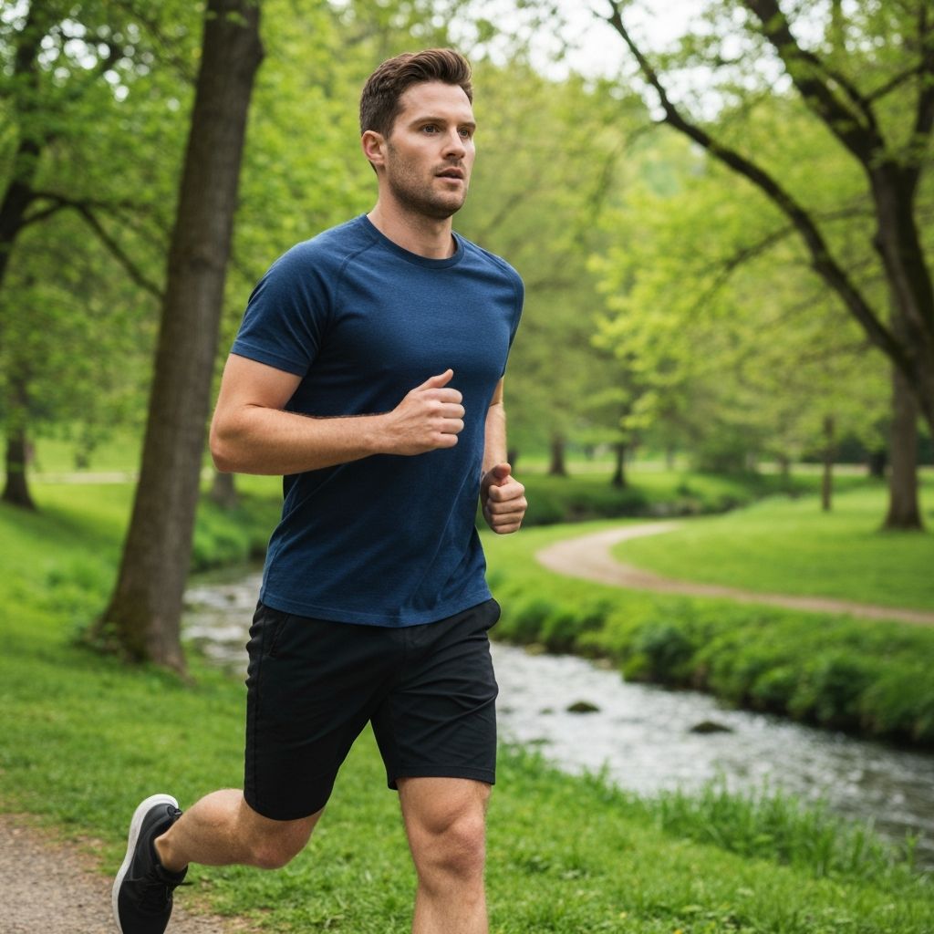 Man exercising outdoors in natural environment